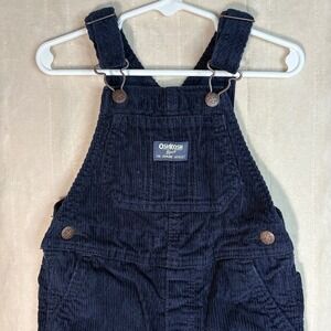VINTAGE OshKosh Bgosh Corduroy Overalls 24M Toddler Navy Blue 90s